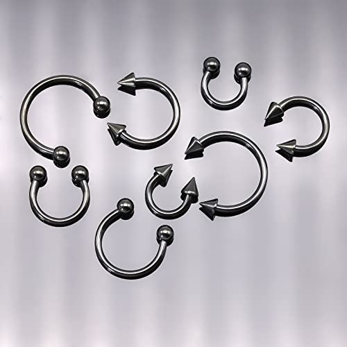 BLISI G23 Solid Titanium Eyebrow Piercing Jewelry, Gold Black Rose Gold Silver Pink Rainbow Eyebrow Rings 16G Curved Barbell,Tiny Vertical Labret Lip Jewelry Rook Piercing Jewelry for Women and Men - color: Black 2