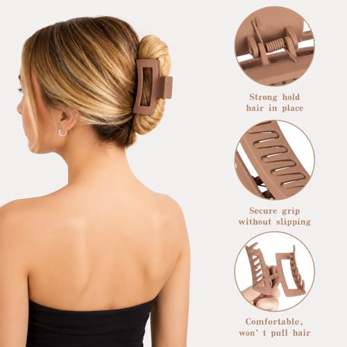 12 Pcs Hair Clips for Women 3 Styles Small Medium Large Claw Clips for Thin Thick Hair, Strong Hold Non-Slip Matte Hair Accessories - color: Brown