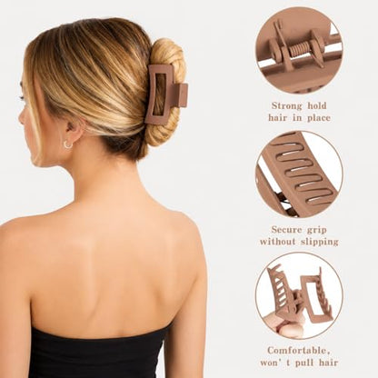 12 Pcs Hair Clips for Women 3 Styles Small Medium Large Claw Clips for Thin Thick Hair, Strong Hold Non-Slip Matte Hair Accessories - color: Brown