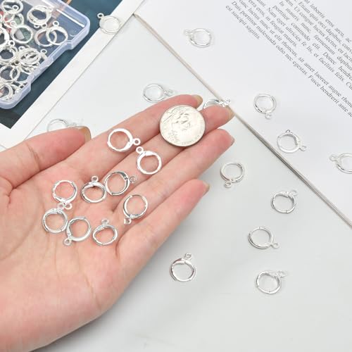 60pcs Silver Filled Hoop Huggie Earring Hooks,Hypoallergenic Dangle Tarnish Resistant Gold Lever Back Earring Hooks Earwire for Jewelry Making Supplies (Silver) - color: Silver