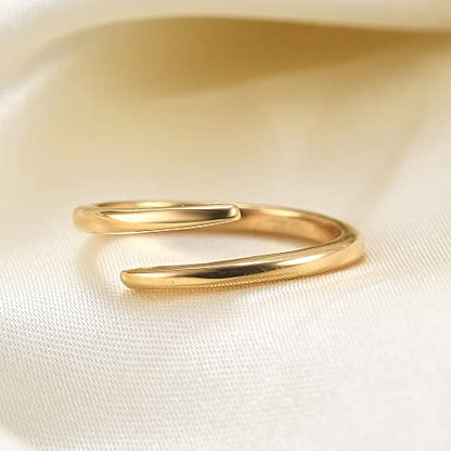 MYNENEY Pointed Classical Promise Ring Stainless Steel Thin Ring For Women - color: Open Twist-Gold, size: 6
