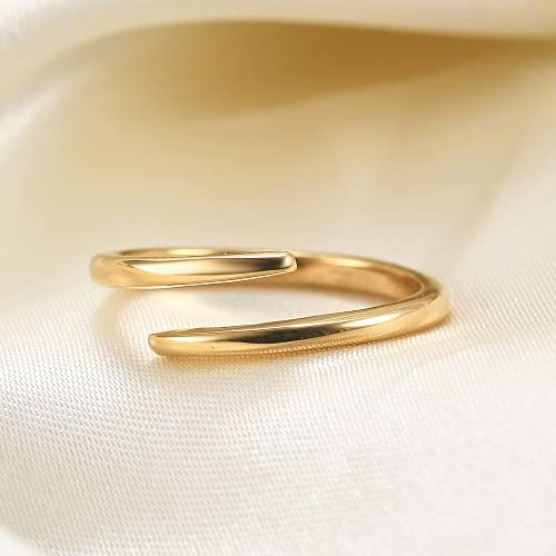 MYNENEY Pointed Classical Promise Ring Stainless Steel Thin Ring For Women - color: Open Twist-Gold, size: 7