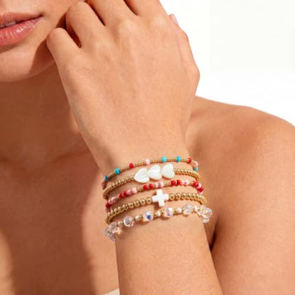 Dainty Gold Plated Pearl Crystal Beaded Bracelets Set for Women 14K Gold Plated Bead Pearl Beads Bracelet Stackable Paperclip Link Chain Bracelets Gold Plated Bracelets for Women Trendy Jewelry - color: Style4-gold bracelets set4