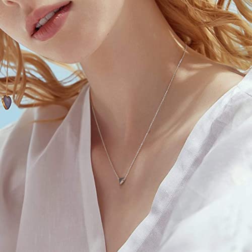 ChicSilver 925 Sterling Silver Cross/Heart/Butterfly/Star/Moon Necklace for Women, Hypoallergenic Dainty Small Silver Pendant Necklaces (with Gift Box) - style: 07.Triangle