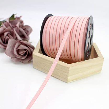 5mm Faux Suede Leather Cord String for Jewerly Making 40 Yards Pink Bracelet Cords Flat Thin Leather Lace Thread for Necklace-Chocker & DIY Projects - size: 40 Yards Pink