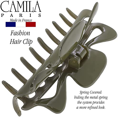 Camila Paris CP3504 French Large Hair Clips for Women Thick Hair for Long Curly Wavy Hair, Girls Hair Claw Clip, Durable Styling Big Claw Clip for Thick Hair, Strong Hold No Slip Grip, Made in France - color: Green 4.5"