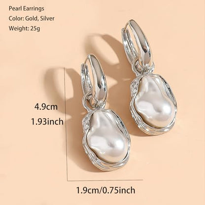 Baroque Pearl Earrings for Women Irregular Pearl Dangle Earrings Vintage Dangle Earring Bridal Wedding Jewelry - style: Style 3