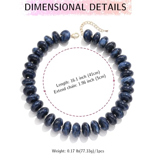 Elegance 11 designs Colorful Chunky Beaded Necklace for Women,Thick Acrylic Disc Bead Choker Statement Necklace Cute Trendy Necklaces Jewelry Gifts for Women - color: Navy blue
