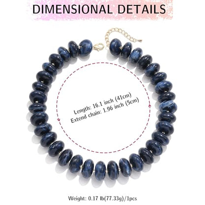 Elegance 11 designs Colorful Chunky Beaded Necklace for Women,Thick Acrylic Disc Bead Choker Statement Necklace Cute Trendy Necklaces Jewelry Gifts for Women - color: Navy blue