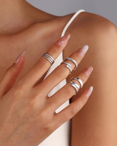 BSJ4U 14k Gold Filled Toe Rings for Women Non Tarnish Adjustable Silver Toe Ring Simple Hug CZ Triple Open Band Ring Summer Beach Toe Jewelry for Women Sexy - color: Palladium Plated Toe Rings