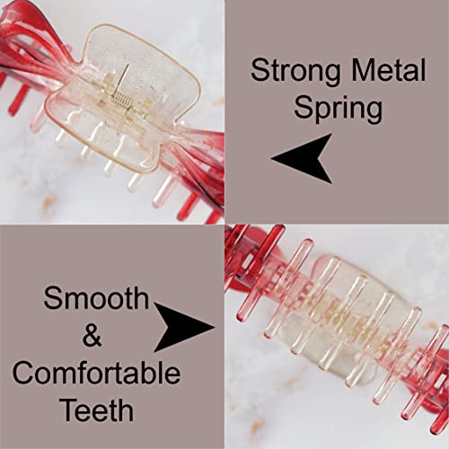 Jumbo Jaw Clip Extra Large Marbelized Hair Claw for Women (Glitter Red) - color: Glitter Red