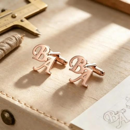 Custom Men’s Cufflinks - Personalized Cuff Links Initials/Names/Dates - 18K Gold Plated 304 Stainless Steel - Ideal Father’s Day & Christmas Gift for Men - style: Style 6