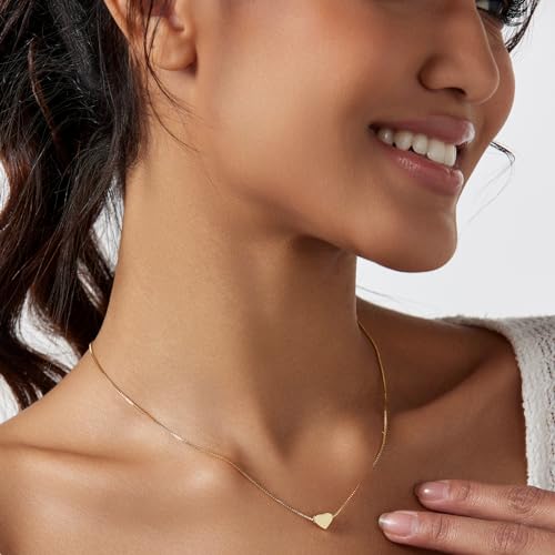 HERIER Cute Heart Necklace Dainty 18k Gold Plated Tiny Heart Pendant Choker Necklaces Small Gold Love Open Heart Chain Necklace for Women Simple Gold Necklace for Women Trendy Jewelry - color: Box Chain Heart-Gold