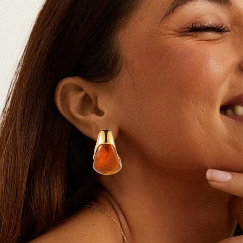 14K Gold Plated Chunky Hoop Earrings for Women Vintage Leopard Print Hoops Large Round Hoop Earrings Jewelry - style: Hoop B