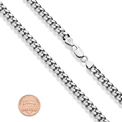 Miabella Italian Thick 925 Sterling Silver Cuban Link Chain Men Necklace | 3.2mm, 5mm, 7mm, Heavy, Solid Curb, Fine Jewerly, Made in Italy - size: Length 26 Inches, style: 7mm