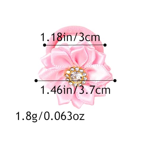 40pcs Baby Girls Flower Mini Hair Ties Rhinestone Satin Hair Elastic | Multicolor Candy Baby Scrunchies Soft Ponytail Holders Rubber Bands Hair Accessories,Great for Daily & Party Hairstyle