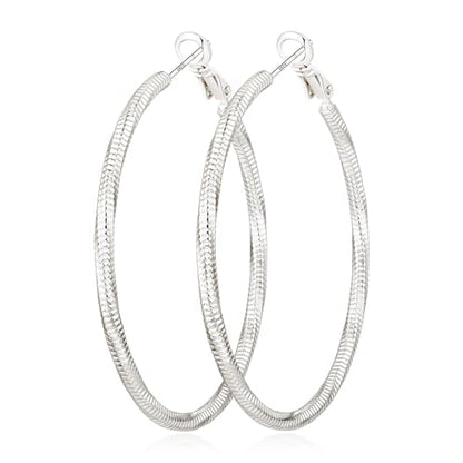 2.5MM Thin Gold Hoop Earrings for Women Hypoallergenic Sterling Silver Post Hoop Earrings Lightweight Large Big Twisted Gold Hoops Earrings 30MM/40MM/50MM/60MM - color: 30MM Sillver