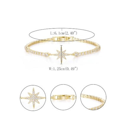 FANZE Gold Plated Cubic Zirconia Tennis Bracelets for Women Dainty Trendy Adjustable Bracelet Jewelry Gift for Ladies Wedding Mother Birthday Anniversary - style: Gold Hexagram Bracelet