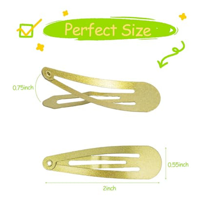 120 Pack Gold 2 Inch Barrettes Women Metal Snap Hair Clips Accessories | Non - Slip Hairpins Barrettes for Kids Girls Teens - color: Gold