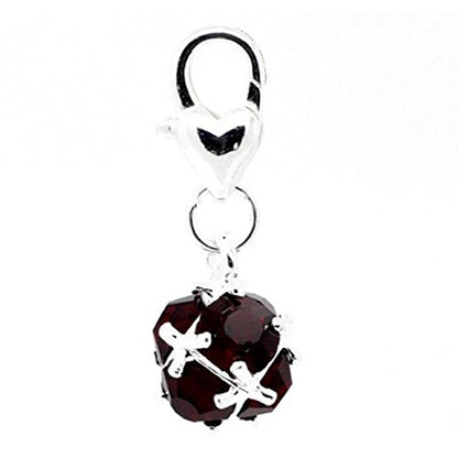 Sexy Sparkles Birthstone Dangle Charm Pendant for European Clip on Charm Jewelry with Lobster Clasp - color: Dark Red - January
