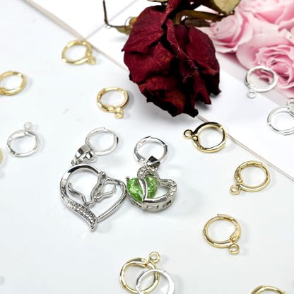 60pcs Mix 14K Gold and Silver Filled Hoop Huggie Earring Hooks,Hypoallergenic Dangle Tarnish Resistant Gold Lever Back Earring Hooks Earwire for Jewelry Making Supplies (Gold/Silver) - color: Gold / Silver
