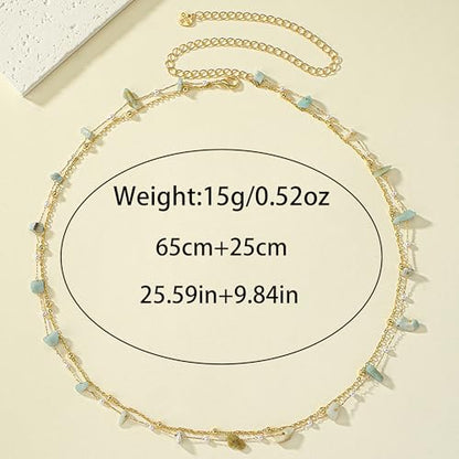 Gold Turquoise Waist Chain for Women Boho Layered Belt Chain Irregular Stone Belly Body Chain Summer Bikini Sexy Body Chain Festival Rave Body Accessories - color: Mint Green