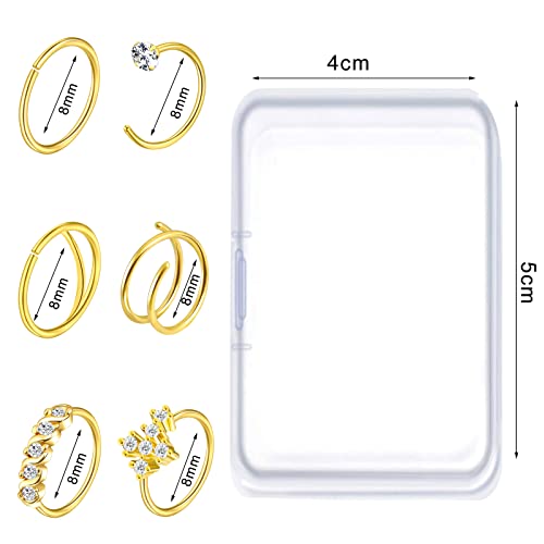 27-60 Pcs Nose Rings for Women Nose Piercing Jewelry Silver Nose Rings Studs 20G Surgical Nose Rings Hoops Nose Rings L Shaped Studs Screw Stainless Steel Nose Piercings for Women Men - color: gold-20G-14 pcs