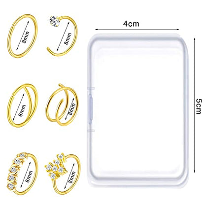 27-60 Pcs Nose Rings for Women Nose Piercing Jewelry Silver Nose Rings Studs 20G Surgical Nose Rings Hoops Nose Rings L Shaped Studs Screw Stainless Steel Nose Piercings for Women Men - color: gold-20G-14 pcs