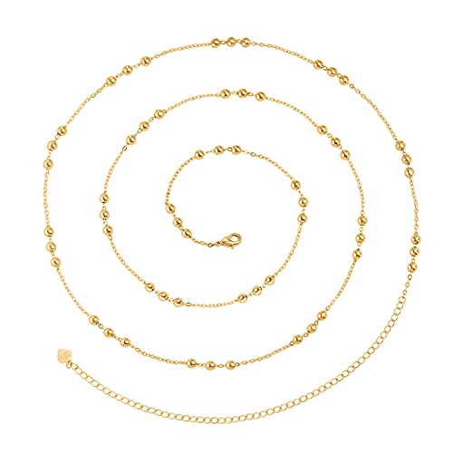 Adjustable 18k Gold Plated Waist Chain, Beach Bikini Body Chain, Handmade Boho Belly Chain - color: B. satellite in 3