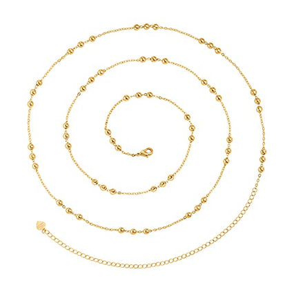 Adjustable 18k Gold Plated Waist Chain, Beach Bikini Body Chain, Handmade Boho Belly Chain - color: B. satellite in 3