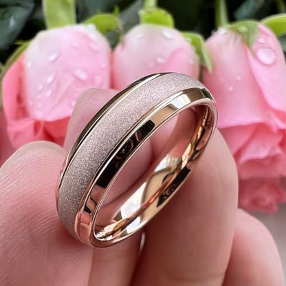 TUTISS 6mm 8mm Black/Gold/Rose Gold/White Tungsten Rings for Men Women Fashion Engagement Wedding Bands Sandblasted Finish I Love You Engraved Comfort Fit - color: 6mm Rose Gold Tungsten I Love You