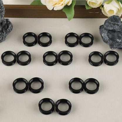 16Pcs Silicone Ear Gauges 8G-25mm Flexible Ear Tunnels Gauges Soft Expander Stretching Ear Plugs Tunnels Black & White & Clear Earring Piercings Jewelry for Men Women - color: Black, size: 00G(10mm)