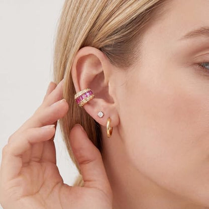 Gold Ear Cuff for Women, 14K Gold Plated Single Non-Pierced Earring with Micro-Pave Cubic Zirconia Adjustable Open Ear Clip for Daily Wear & Special Occasions - color: ear cuff-S 002