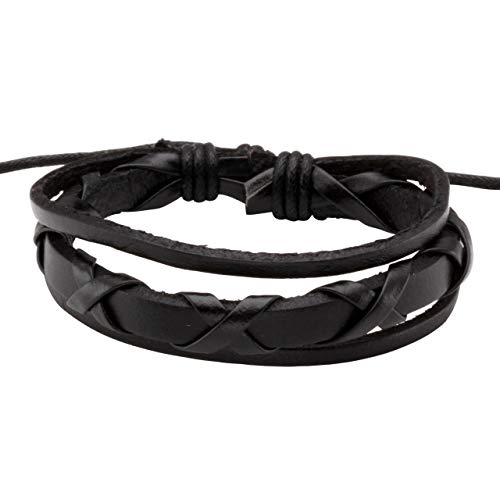 Leather Braided Bracelet Cuff Wrap Wristband for Men Women Adjustable - color: C:6pcs