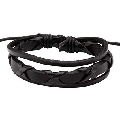 Leather Braided Bracelet Cuff Wrap Wristband for Men Women Adjustable - color: C:6pcs