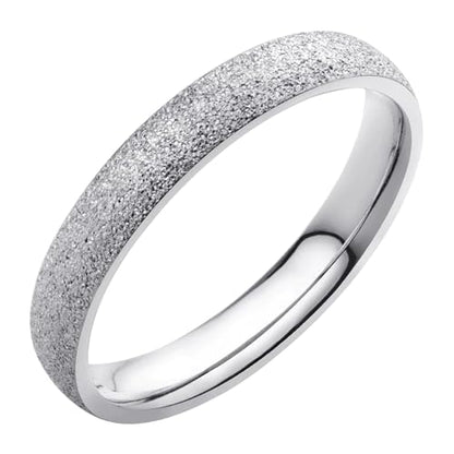 555Jewelry 4mm Sandblast Stainless Steel CZ Wedding Band Ring for Women & Men - color: Silver Style 2
