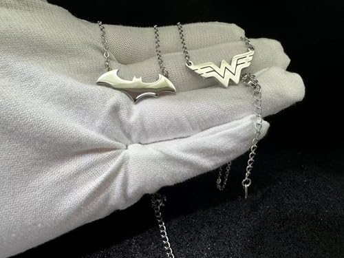 Tapp Collections Stainless Steel Superhero Pendant Necklace - color: Bat-W / Steel Chain / Silver Color