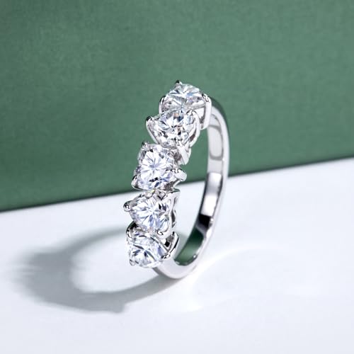 Moissanite Eternity Rings, S925 Sterling Silver Anniversary Band for Women - style: 2.5 CT Heart-Shaped