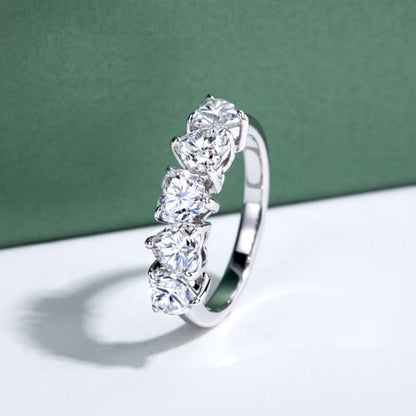 Moissanite Eternity Rings, S925 Sterling Silver Anniversary Band for Women - style: 2.5 CT Heart-Shaped