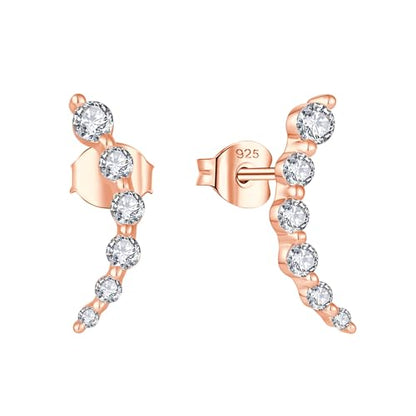 Starchenie 925 Sterling Silver Climber Earring Ear Crawler Stud Earrings for Women - color: Rose Gold