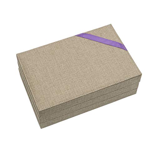 Household Essentials Stackable Jewelry Trays, 3 Varieties, Space for Necklaces, Rings and Earrings, Blended Canvas with Felt Interior, Perfect for Drawers and Closet Shelves, Latte - color: Latte