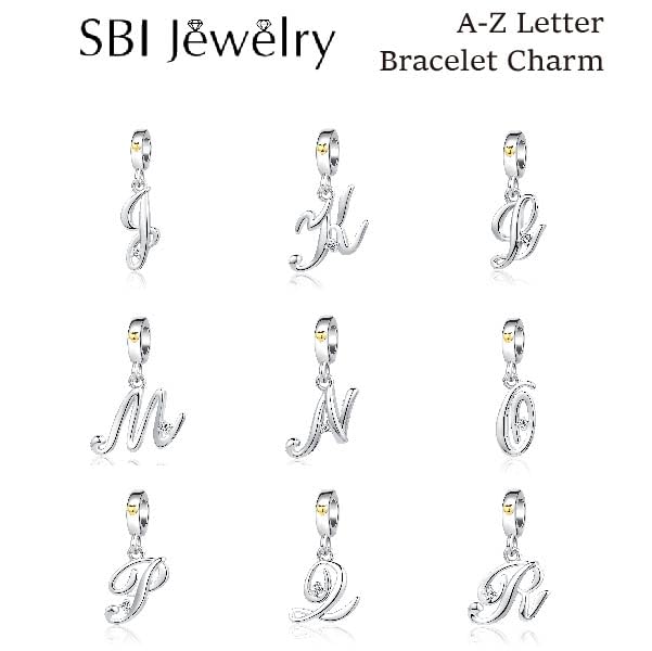 Silver Initial A-Z Letter Charm Compatible Pandora Charm Bracelets for Women Jewelry - style: G