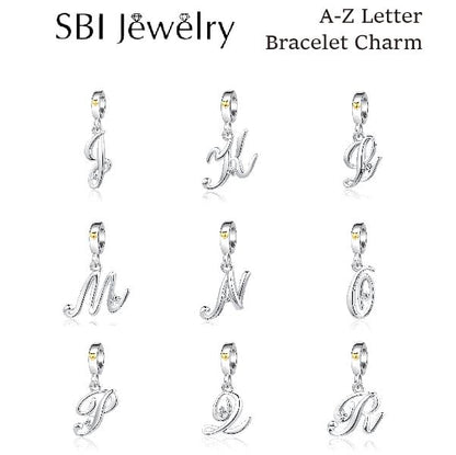 Silver Initial A-Z Letter Charm Compatible Pandora Charm Bracelets for Women Jewelry - style: G