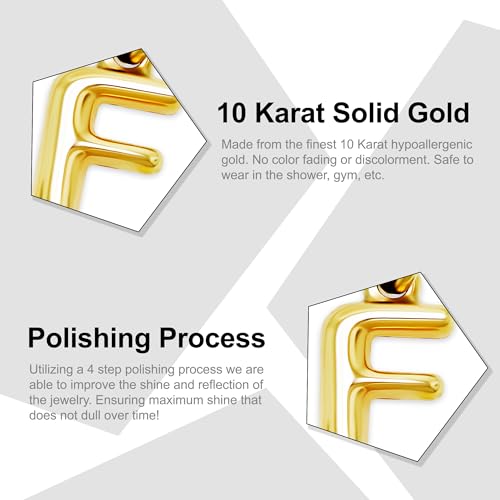 Gold Puffed Initial Letter Charm - 10 Karat Gold - 3D Bubble Letter Pendant - style: Letter f