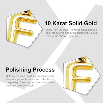 Gold Puffed Initial Letter Charm - 10 Karat Gold - 3D Bubble Letter Pendant - style: Letter f