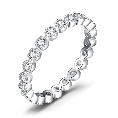 JewelryPalace 14K Gold Plated 925 Sterling Silver Rings for Women, Cubic Zirconia Promise Rings for Her, Stackable Wedding Bands Rings for Women Set Size 4-12 - color: G-1Pc-Infinity-Sterling Silver