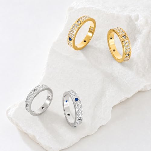 PCY 14K Gold Plated Rings,Sky Full Of Stars Gold Rings for Women,Luxury Sky Full Of Stars Rings for Women,Sky Full Of Stars Promise Eternity Gold Rings to Wear Daily - color: White Gold
