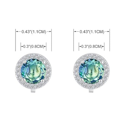 YOQUCOL 8MM Cubic Zirconia Crystal Clip On Stud Earrings Round Non Pierced Earrings for Women - color: Ocean Green