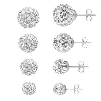 AOEDEJ Silver Ball Earrings Disco Ball Earrings for Women Crystal Earrings Studs Silver Crystal Earrings Cubic Zirconia Crystal Ball Earrings - color: Silver White