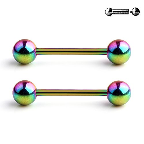 Stainless Steel Internally Threaded Tongue Nipple Shield Barbell Ring Bar Body Piercing Retainer 14G